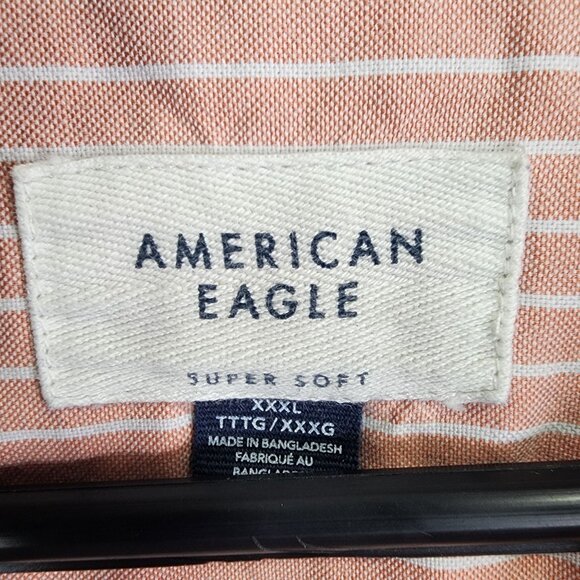 Men's American Eagle Super Soft Shirt Pink & White Striped Button-Down Size 3XL - Picture 3 of 8